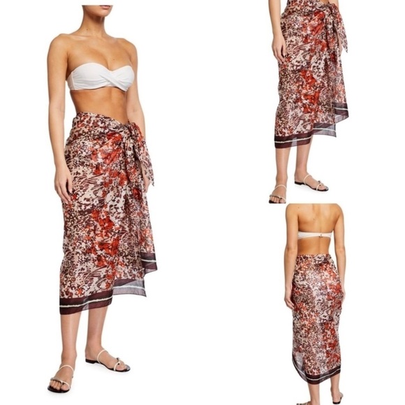 💋NWT “ON the island” Italian Designer Made Unique Side Tie Sarong Cover-Up - Picture 1 of 15